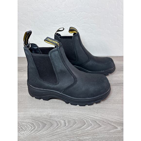 Skechers Workshire Jannit Steel Toe Leather Chelsea Work Boots Women's 6 EU 36 - Picture 1 of 7